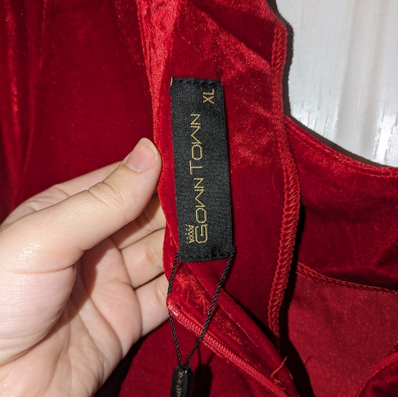 Twee style retro cherry velvet 50s dress - Picture 5 of 6